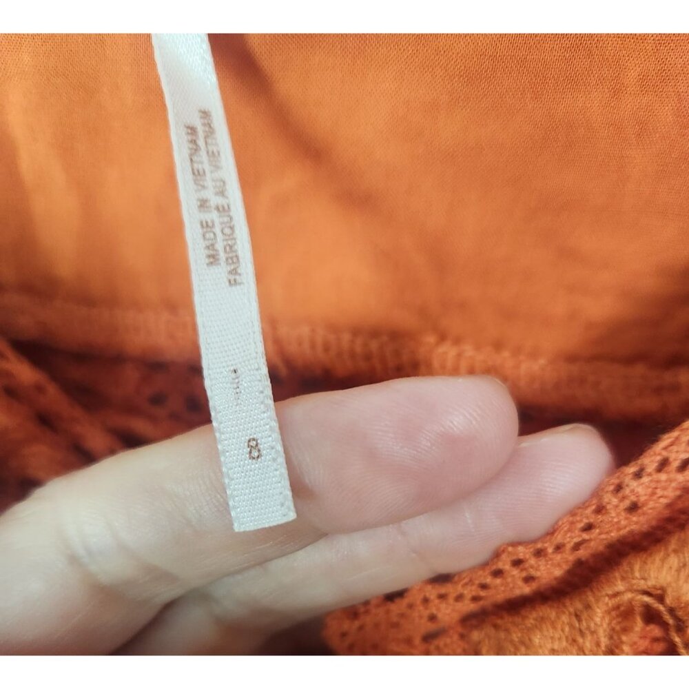 Free People Women's Sz. 8 Orange Crochet Cross My Heart Mini Dress - Picture 3 of 8